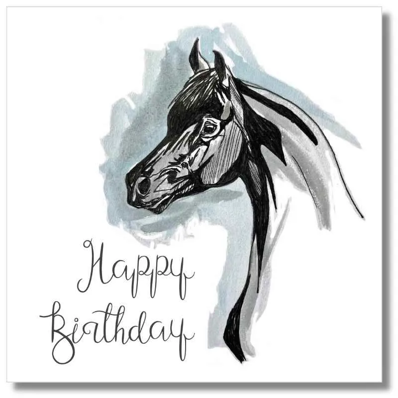 Gubblecote Greetings Card Happy Birthday Arab Horse in Watercolour
